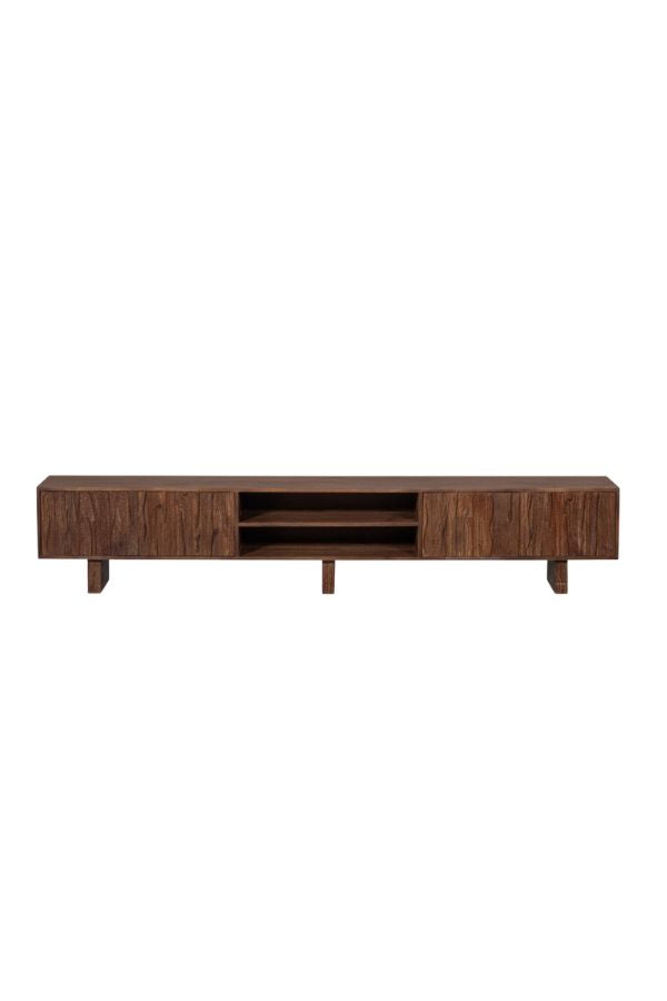 Lav Tv unit with designed doors wood warm brown