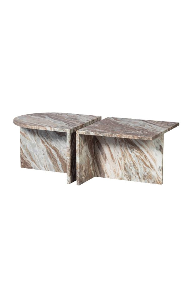 Haily oval side Table marble natural