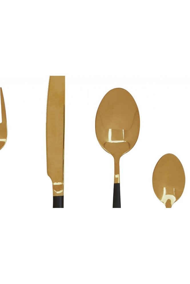 Avie 16 pc Gold / Matte Black Finish Cutlery Set