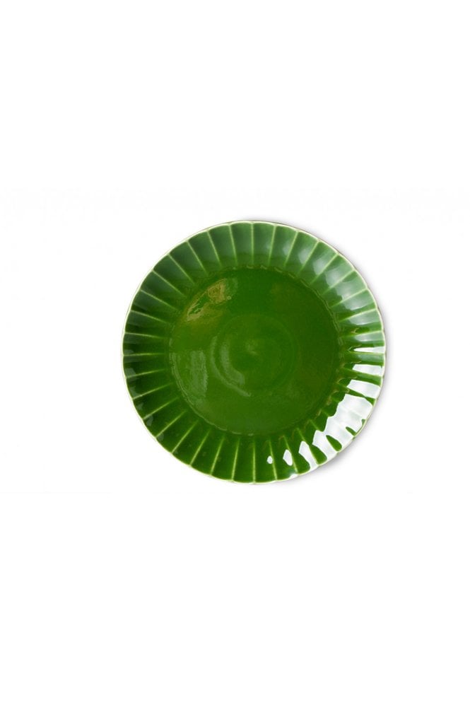 The emeralds: ceramic dinner plate ribbed, green (set of 2) By Hkliving
